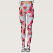 Leggings van de Rode Poppy Floral-Waterverf (Voorkant)