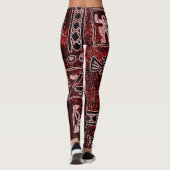 Leggings van de roodzwart-witte Afrikaanse motif (Achterkant)