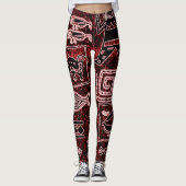 Leggings van de roodzwart-witte Afrikaanse motif (Voorkant)