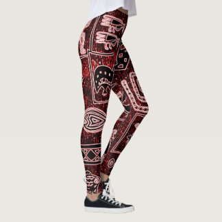Leggings van de roodzwart-witte Afrikaanse motif