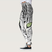 Leggings van de Waterverf Green Eyed Tabby Cat Fau (Links)