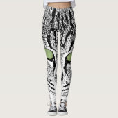 Leggings van de Waterverf Green Eyed Tabby Cat Fau (Voorkant)