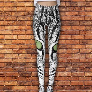 Leggings van de Waterverf Green Eyed Tabby Cat Fau