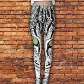 Leggings van de Waterverf Green Eyed Tabby Cat Fau