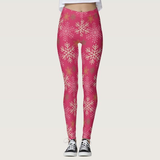 Leggings van de wintervakantie met sneeuwvlokken v (Voorkant)