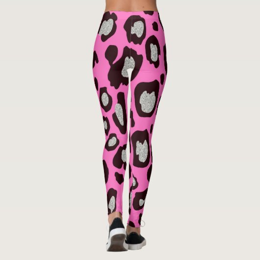 Leggings van de zwarte en roze luipaard (Achterkant)