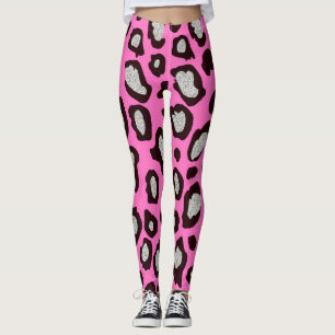 Leggings van de zwarte en roze luipaard