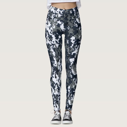 Leggings van de zwarte witte Camouflage voor vrouw (Voorkant)