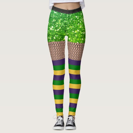 Leggings van Easy Mardi Gras Costume Fishnet Glitt (Voorkant)