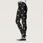 Leggings van fancy beige en zwarte Retro Polka Dot (Links)