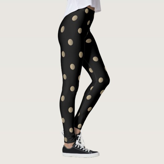 Leggings van fancy beige en zwarte Retro Polka Dot (Rechts)