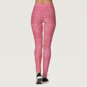 Leggings van Fun Pink en White Geometric Pattern (Achterkant)