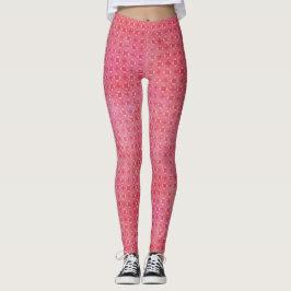 Leggings van Fun Pink en White Geometric Pattern