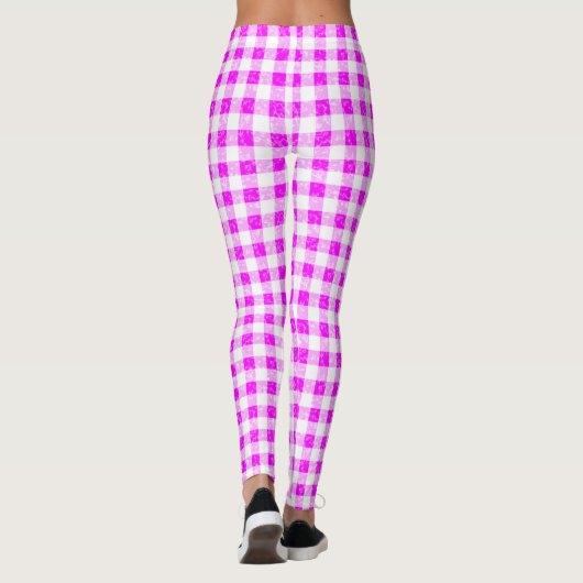Leggings van Gingham Pink en White Pattern (Achterkant)