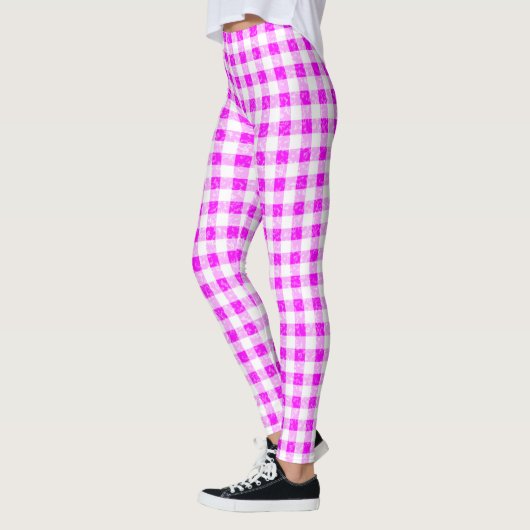 Leggings van Gingham Pink en White Pattern (Links)