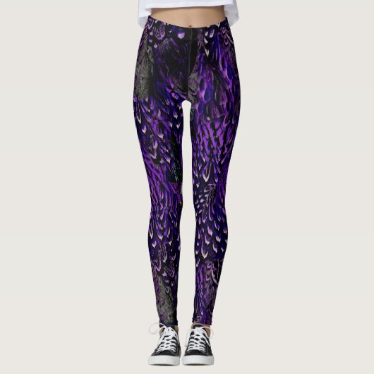 Leggings van gothische Paarse veren (Voorkant)