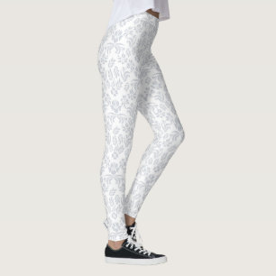 Leggings van grijze en witte Floral Damask