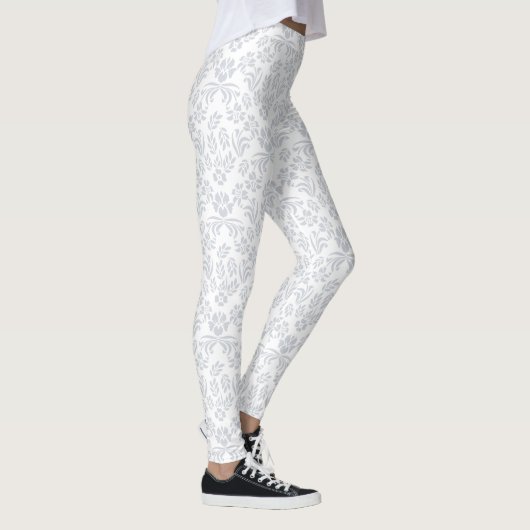 Leggings van grijze en witte Floral Damask (Rechts)