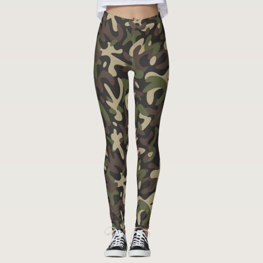 Leggings van groene/bruine Camouflage vrouwen (Voorkant)