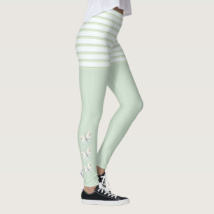 Leggings van groene butterflies en stripes