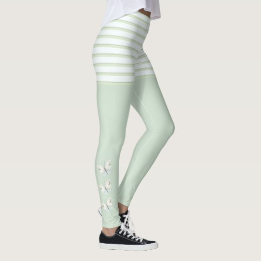 Leggings van groene butterflies en stripes (Rechts)