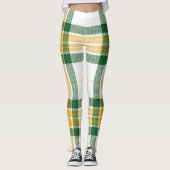 Leggings van groene en gele tartan (Voorkant)