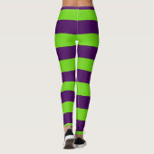 Leggings van groene en Paarse Halloween Stripes (Achterkant)