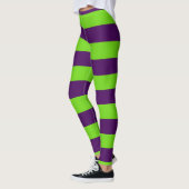 Leggings van groene en Paarse Halloween Stripes (Links)