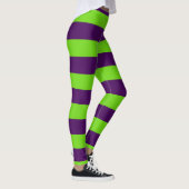 Leggings van groene en Paarse Halloween Stripes (Rechts)