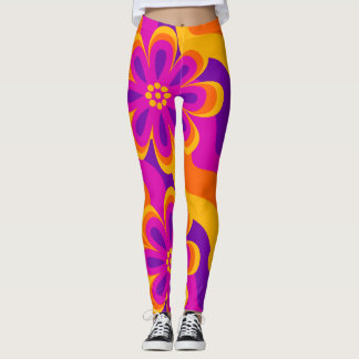 leggings van het 1960s Style Flowers & Waves Patte