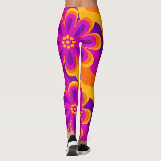 leggings van het 1960s Style Flowers & Waves Patte (Achterkant)