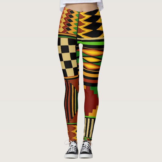 Leggings van het Afrikaanse Tribal Kente Design (Voorkant)