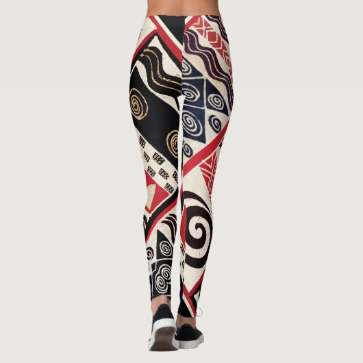 Leggings van het Afrikaanse Tribale Rode Zwart (Achterkant)