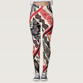 Leggings van het Afrikaanse Tribale Rode Zwart (Voorkant)