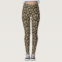 Leggings van het Black-Beige Paisley Pattern
