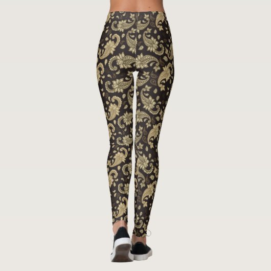 Leggings van het bruine-beige Paisley-patroon (Achterkant)