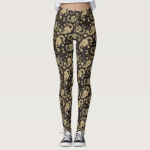Leggings van het bruine-beige Paisley-patroon