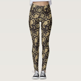 Leggings van het bruine-beige Paisley-patroon