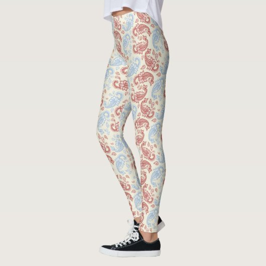 Leggings van het Crème-Blauwe Patroon van de Paisl (Links)