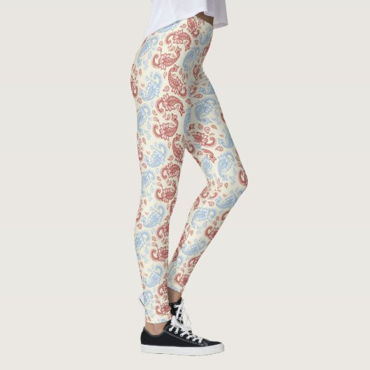 Leggings van het Crème-Blauwe Patroon van de Paisl (Rechts)