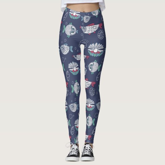 Leggings van het Cute Fish Pattern-patroon (Voorkant)