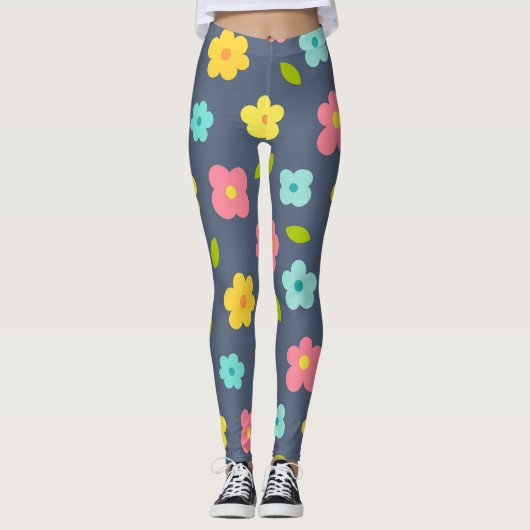 Leggings van het draaibloementpatroon (Voorkant)