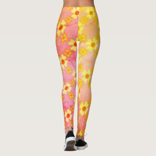 Leggings van het Girly Shoe Flower Floral Pattern (Achterkant)