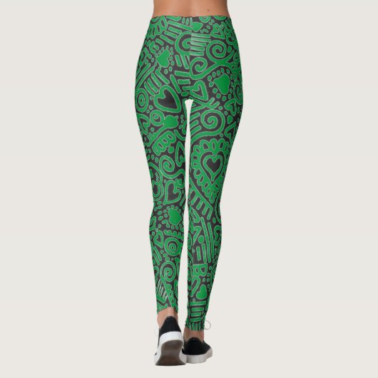Leggings van het Groene Doodle Patroon (Achterkant)
