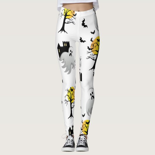 Leggings van het halloween Haunted House-patroon (Voorkant)