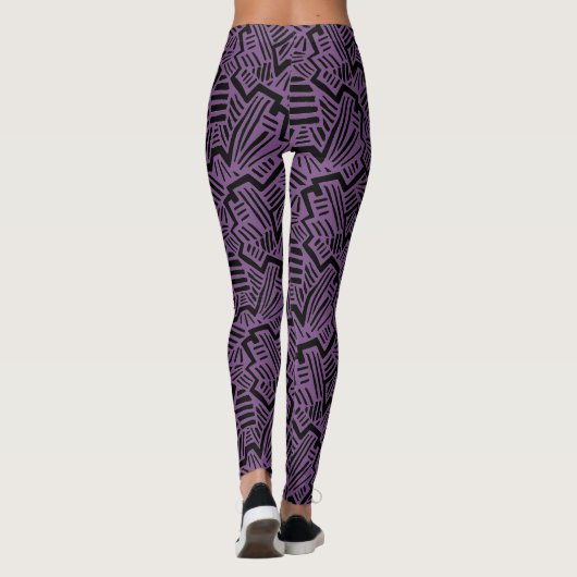 Leggings van het Paarse en Zwarte Patroon (Achterkant)