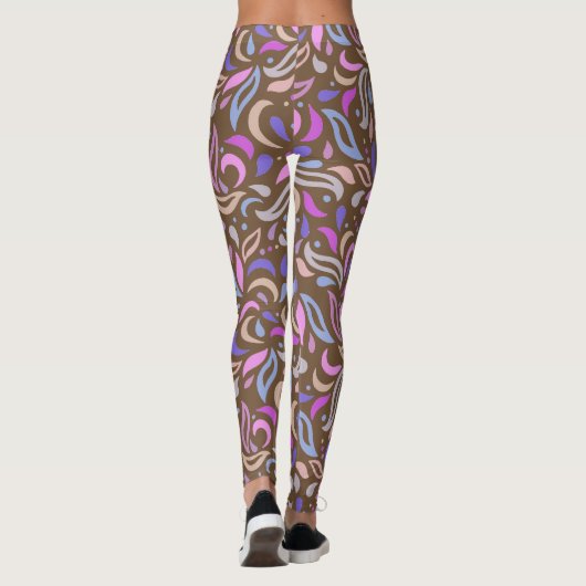 Leggings van het patroon van bladeren en cirkels (Achterkant)