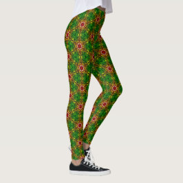 Leggings van het patroon van groene en rode mozaïe