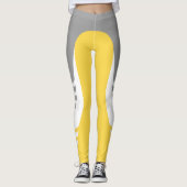 Leggings van het patroon voor helder geel/wit/grij (Voorkant)