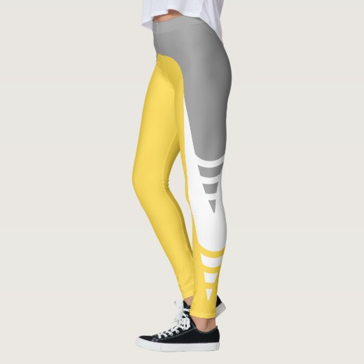 Leggings van het patroon voor helder geel/wit/grij (Links)